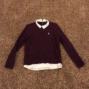 U.S. Polo Assn burgundy collared shirt
